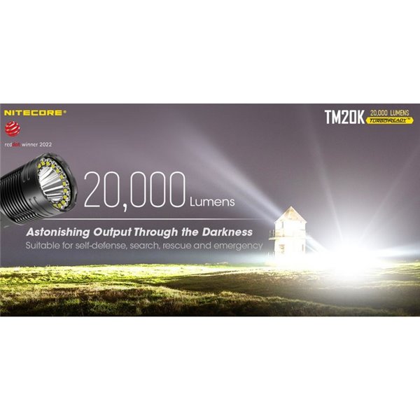 Lampe de poche LED super puissante TM20K, 20 000 lm, portée 290 m, IP68