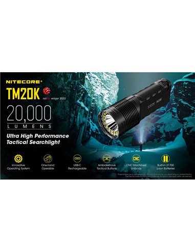 Linterna de mano LED TM20K Súper Potente 20.000Lm 290m Alcance IP68