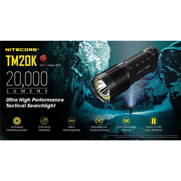 Linterna de mano LED TM20K Súper Potente 20.000Lm 290m Alcance IP68