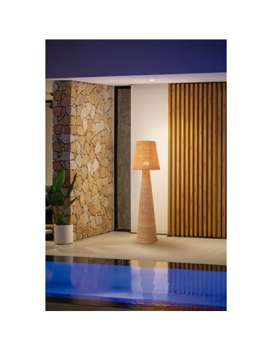Lámpara LED de pie exterior LOLA 165 NATURE, de ratán, batería recargable, luz cálida - exterior/interior 