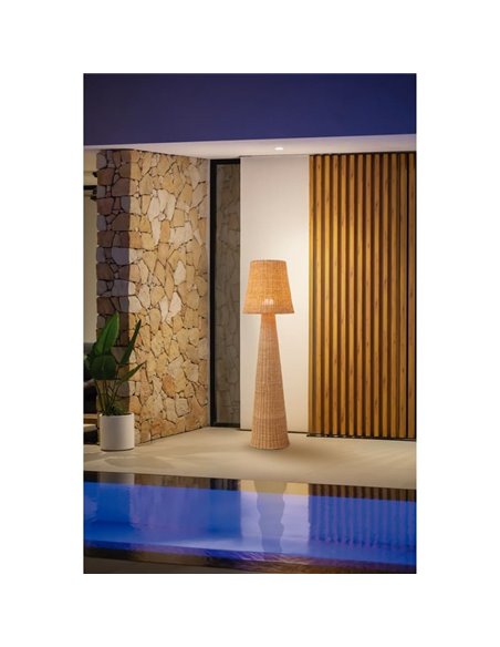 LOLA 165 NATURE Candeeiro de pé exterior LED, rattan, bateria recarregável, luz quente - exterior/interior