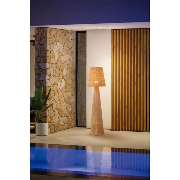 LOLA 165 NATURE Candeeiro de pé exterior LED, rattan, bateria recarregável, luz quente - exterior/interior
