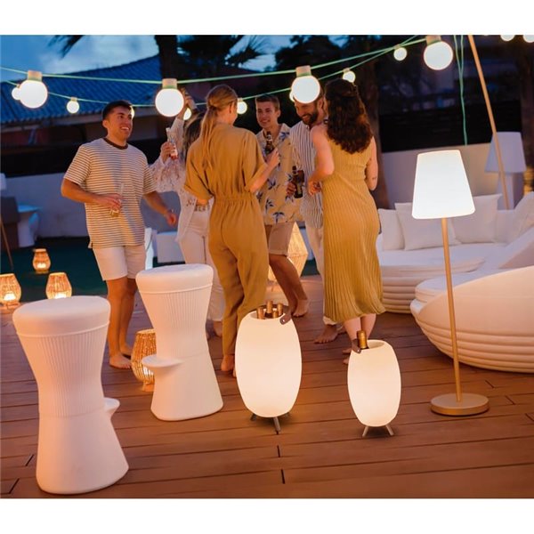 Garrafeira com luz LED RGB e música APOLO 70 Bateria recarregável, controle remoto e alça de couro - exterior/interior