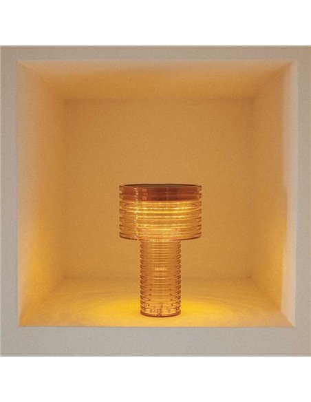 Lampe à poser LED AMBER SOLAR, lumière chaude, 2 intensités avec batterie rechargeable et panneau solaire - extérieur/intérieur