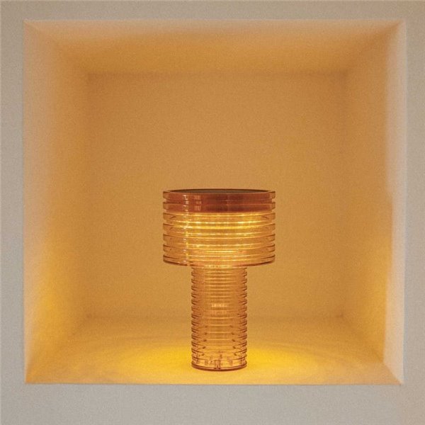 Lámpara de sobremesa LED AMBAR SOLAR, luz cálida, 2 intensidades con batería recargable y panel solar - exterior/interior