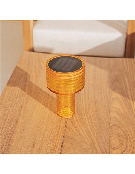 Lámpara de sobremesa LED AMBAR SOLAR, luz cálida, 2 intensidades con batería recargable y panel solar - exterior/interior