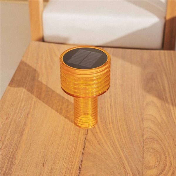 Lámpara de sobremesa LED AMBAR SOLAR, luz cálida, 2 intensidades con batería recargable y panel solar - exterior/interior