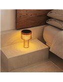 Lámpara de sobremesa LED AMBAR SOLAR, luz cálida, 2 intensidades con batería recargable y panel solar - exterior/interior