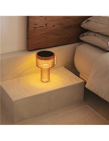 Candeeiro de mesa LED AMBER SOLAR, luz quente, 2 intensidades com bateria recarregável e painel solar - exterior/interior