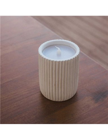 Vela LED luz cálida efecto llama con cera natural DOLO CERAMIC, blanca, x2 pilas - exterior/interior 