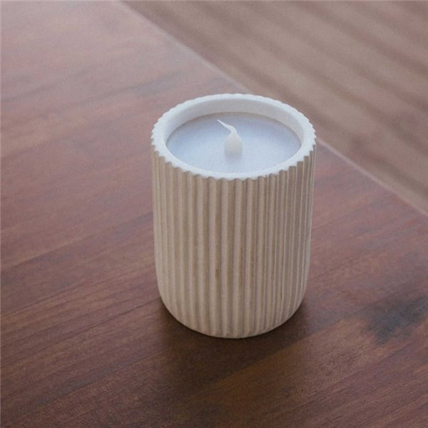 Vela LED luz cálida efecto llama con cera natural DOLO CERAMIC, blanca, x2 pilas - exterior/interior 