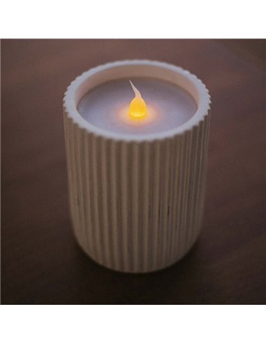 Vela LED luz cálida efecto llama con cera natural DOLO CERAMIC, blanca, x2 pilas - exterior/interior 