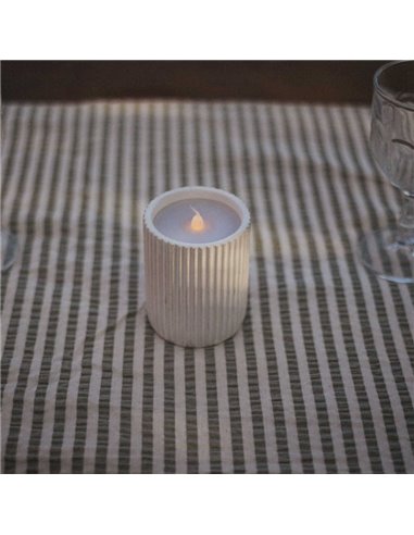 Bougie LED lumière chaude effet flamme à la cire naturelle DOLO CERAMIC, blanche, x2 piles - extérieur/intérieur