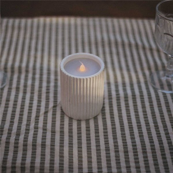 Vela LED luz cálida efecto llama con cera natural DOLO CERAMIC, blanca, x2 pilas - exterior/interior 