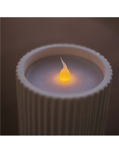 Vela LED luz quente efeito chama com cera natural DOLO CERAMIC, branca, x2 pilhas - exterior/interior