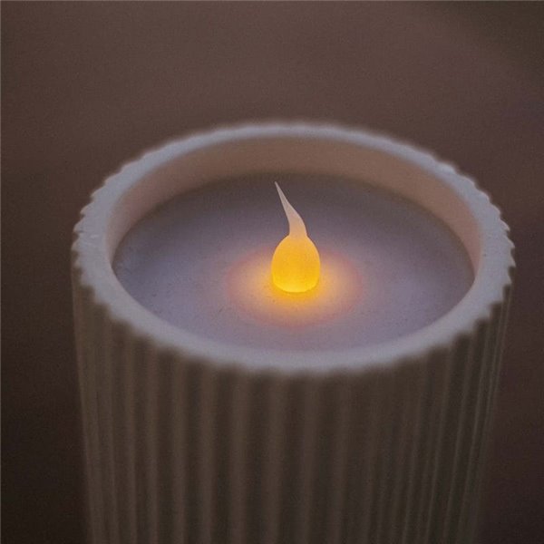 Vela LED luz quente efeito chama com cera natural DOLO CERAMIC, branca, x2 pilhas - exterior/interior