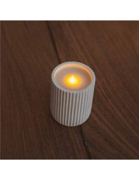 Vela LED luz cálida efecto llama con cera natural DOLO CERAMIC, blanca, x2 pilas - exterior/interior 