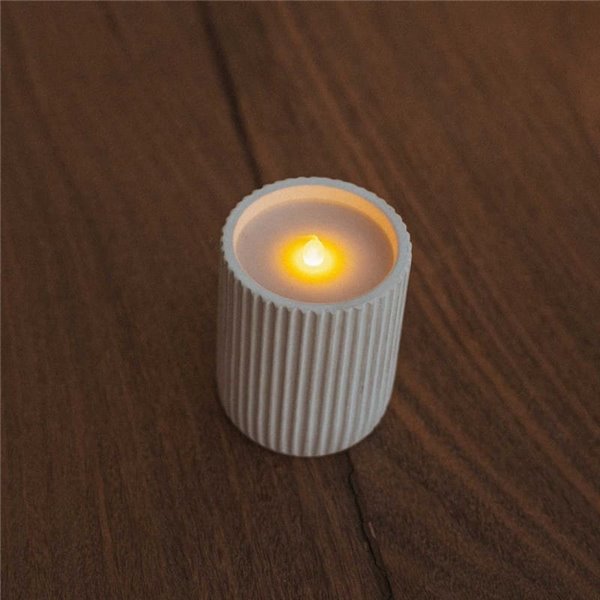Vela LED luz cálida efecto llama con cera natural DOLO CERAMIC, blanca, x2 pilas - exterior/interior 