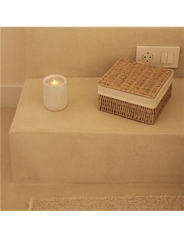 Vela LED luz quente efeito chama com cera natural DOLO CERAMIC, branca, x2 pilhas - exterior/interior