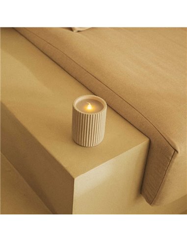 Bougie LED lumière chaude effet flamme à la cire naturelle DOLO CERAMIC, blanche, x2 piles - extérieur/intérieur