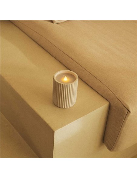 Bougie LED lumière chaude effet flamme à la cire naturelle DOLO CERAMIC, blanche, x2 piles - extérieur/intérieur