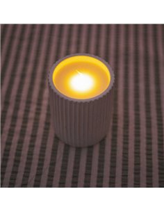 Vela LED luz cálida efecto llama con cera natural DOLO CERAMIC, blanca, x2 pilas - exterior/interior 
