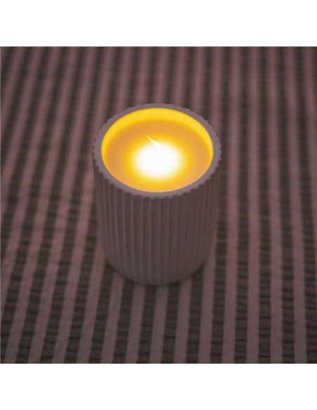 Bougie LED lumière chaude effet flamme à la cire naturelle DOLO CERAMIC, blanche, x2 piles - extérieur/intérieur