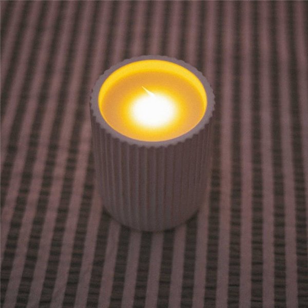 Vela LED luz cálida efecto llama con cera natural DOLO CERAMIC, blanca, x2 pilas - exterior/interior 