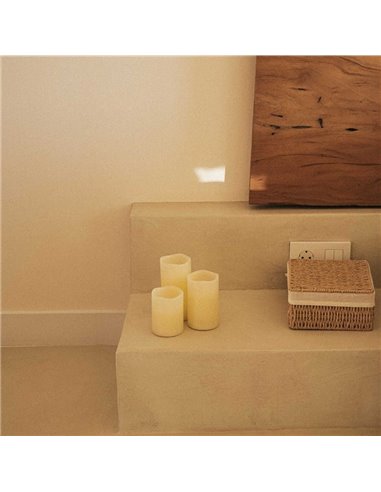 Pack de 3 Velas LED efecto llama DOLO, luz cálida, con cera natural, blanca, x2 pilas - exterior/interior