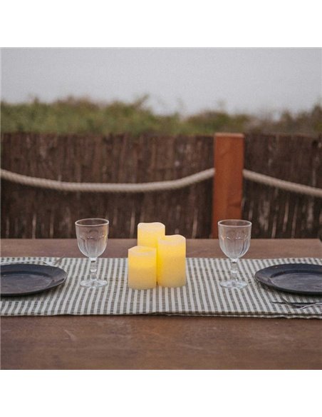 Pacote de 3 velas LED DOLO com efeito chama, luz quente, com cera natural, branca, pilhas x2 - exterior/interior