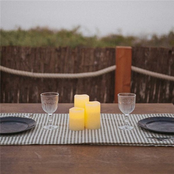 Pack de 3 Velas LED efecto llama DOLO, luz cálida, con cera natural, blanca, x2 pilas - exterior/interior