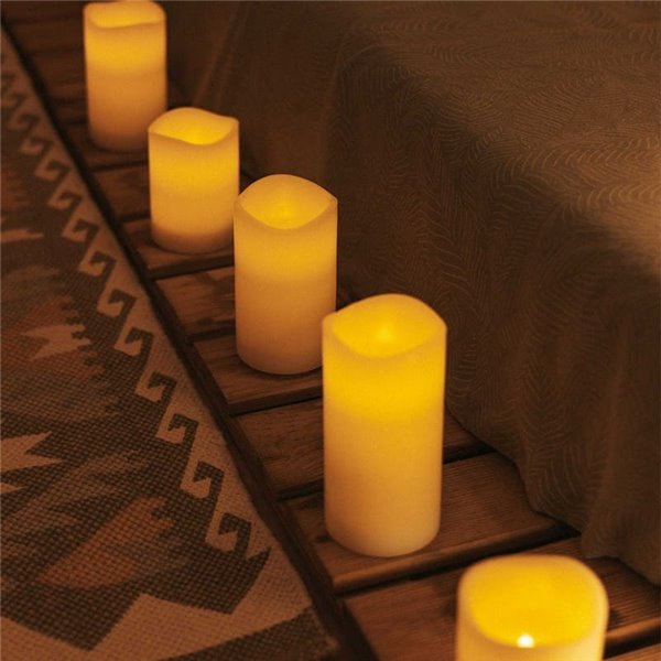Pack de 3 Velas LED efecto llama DOLO, luz cálida, con cera natural, blanca, x2 pilas - exterior/interior