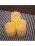 Pack de 3 Velas LED efecto llama DOLO, luz cálida, con cera natural, blanca, x2 pilas - exterior/interior