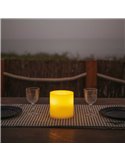Vela LED con 3 mechas efecto llama, luz cálida, DOLO, cuadrada 15cm, x2 pilas - exterior/interior