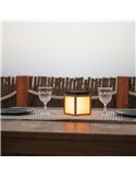 Farolillo LED de sobremesa cuadrado con luz cálida VEGA, con panel solar y batería recargable, 12x12cm - exterior/interior