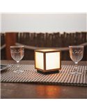 Farolillo LED de sobremesa cuadrado con luz cálida VEGA, con panel solar y batería recargable, 12x12cm - exterior/interior