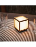 Farolillo LED de sobremesa cuadrado con luz cálida VEGA, con panel solar y batería recargable, 12x12cm - exterior/interior