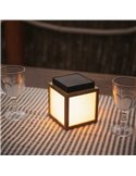 Farolillo LED de sobremesa cuadrado con luz cálida VEGA, con panel solar y batería recargable, 12x12cm - exterior/interior
