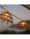 Guirlande extérieure ALMA, solaire avec batterie rechargeable et câble couleur jute, comprenant 10 ampoules chaudes remplaçables