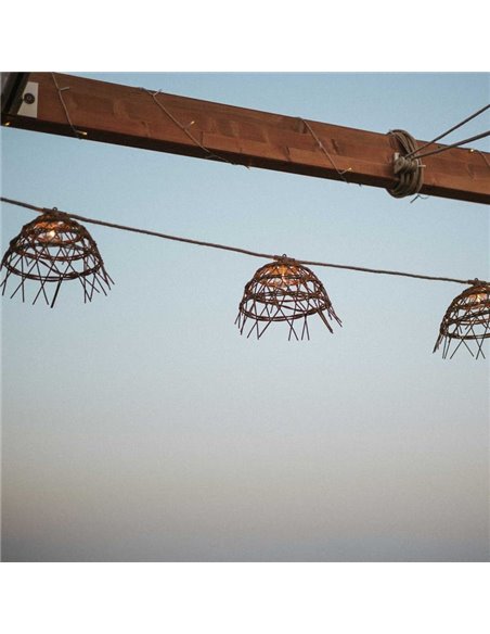 Guirnalda de exterior ALMA, solar con batería recargable y cable color jute, incluido 10 bombillas recambiables de luz cálida 