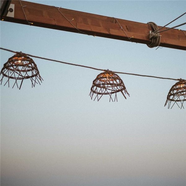 Guirnalda de exterior ALMA, solar con batería recargable y cable color jute, incluido 10 bombillas recambiables de luz cálida 