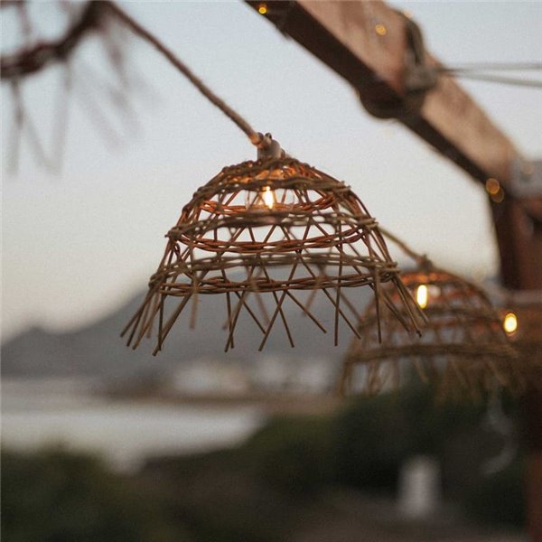 Guirlanda exterior ALMA, solar com bateria recarregável e cabo cor de juta, incluindo 10 lâmpadas quentes substituíveis