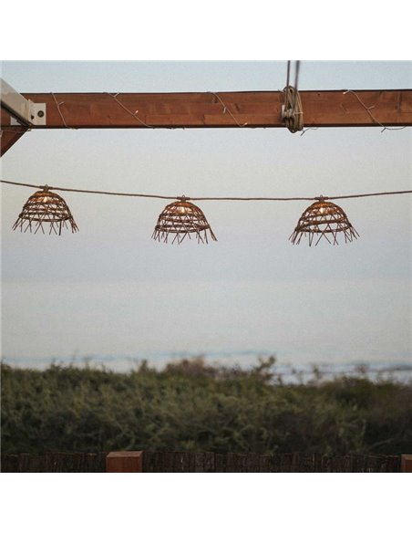 Guirlanda exterior ALMA, solar com bateria recarregável e cabo cor de juta, incluindo 10 lâmpadas quentes substituíveis