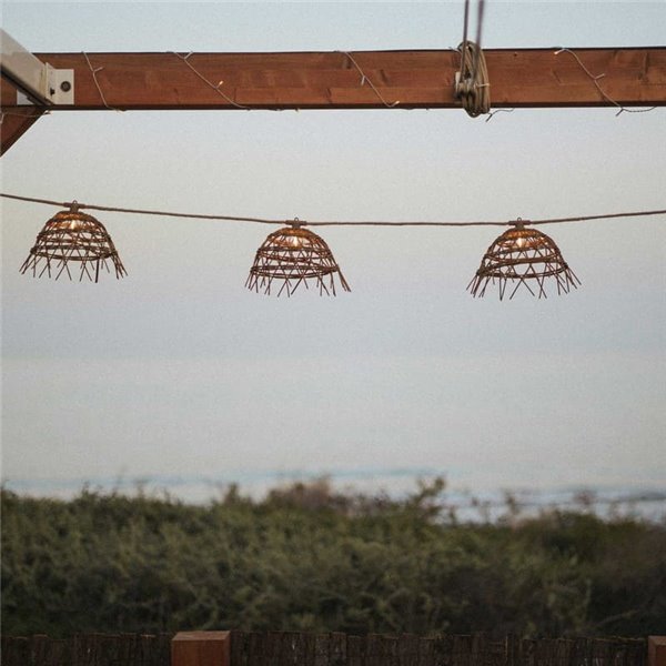 Guirnalda de exterior ALMA, solar con batería recargable y cable color jute, incluido 10 bombillas recambiables de luz cálida 