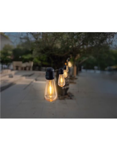 Guirlande extérieure 10 mètres ALLEGRA 220V, 20 douilles E27 (non incluses), noire - extérieur/intérieur