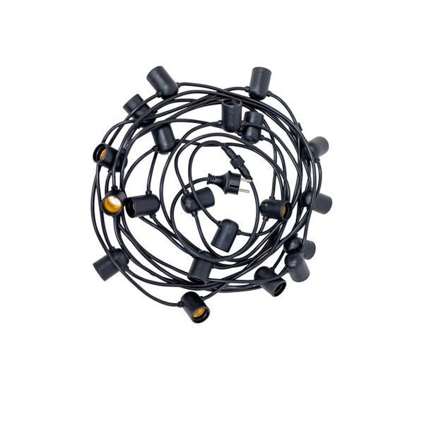 Guirlande extérieure 10 mètres ALLEGRA 220V, 20 douilles E27 (non incluses), noire - extérieur/intérieur