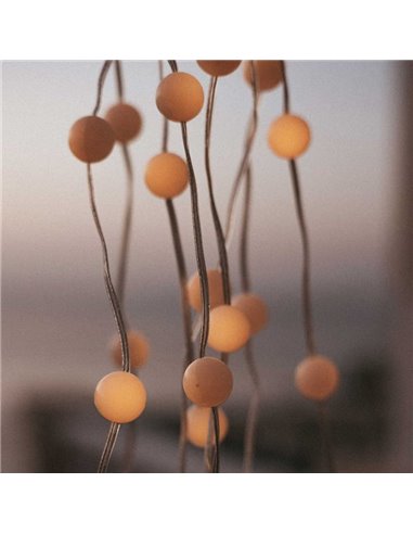 Guirlande LED d'extérieur 10 mètres GRISELDA, solaire et câble avec batterie rechargeable USB, lumière chaude - extérieur/intéri