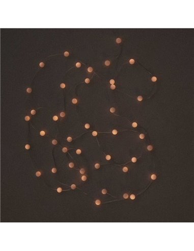 Guirnalda LED para exterior 10 metros GRISELDA, solar y cable con batería recargable USB, luz cálida - exterior/interior