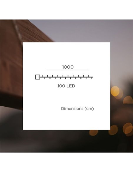 Guirlanda solar LED para exterior LUCEO de 10 metros, transparente, luz quente - exterior