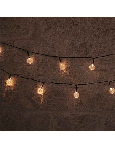 Guirnalda LED solar para exterior GRISELDA GLOSSY, 266cm y 20 bombillas efecto cristal